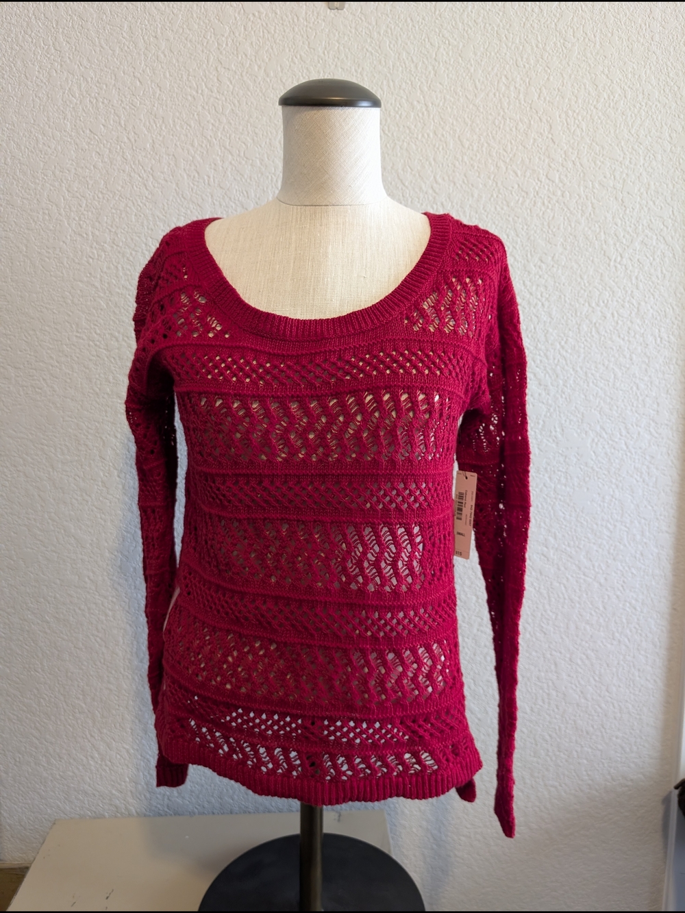 A.N.A. NWT Red Open-Knit Women's Sweater